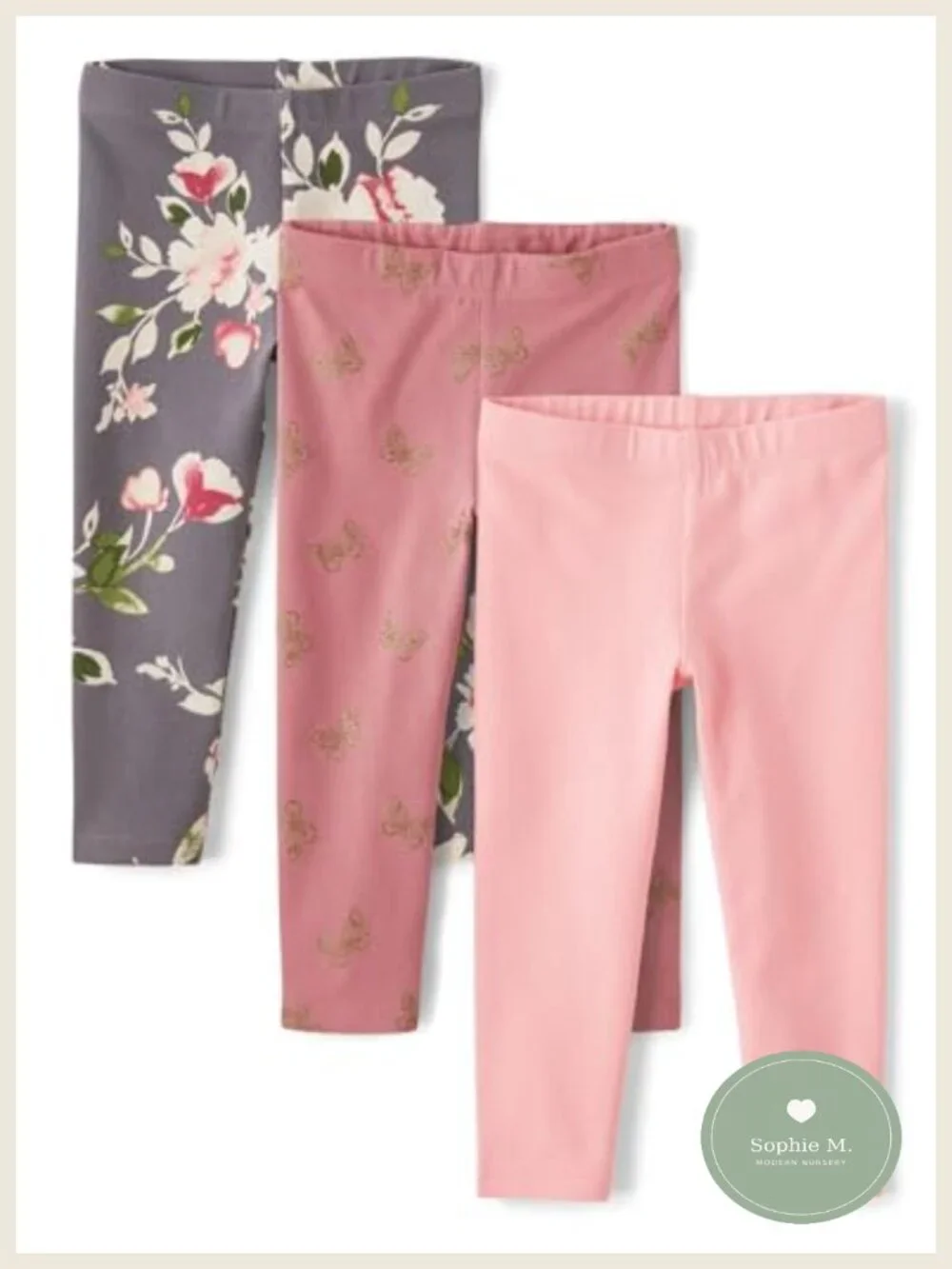 Toddler Girls Printed Leggings 3-Pack Cotton Spandex Pull-On